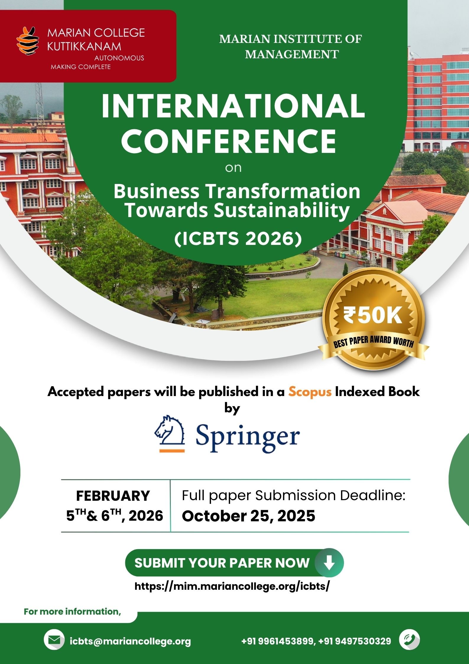 International Conference on Business Transformation Towards Sustainability Springer Scopus